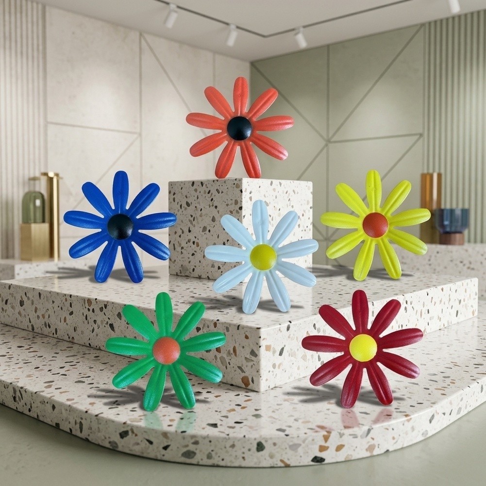 6pcs Iron Flower Wall Art Set Sturdy Metal for Garden Living Room Decoration