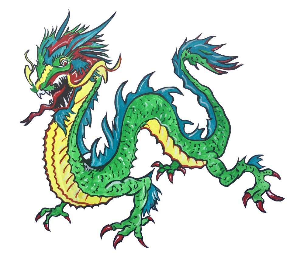 Decal Vinyl Sticker Colorful Dragon Made in USA