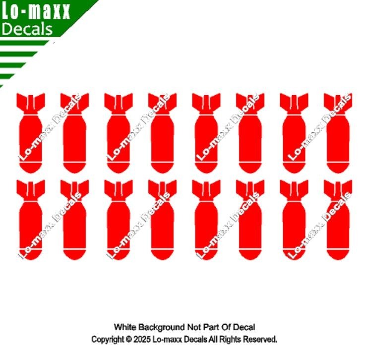 Bombs Away Fighter Bomber WW 2 Military Die Cut Vinyl Decal High Quality