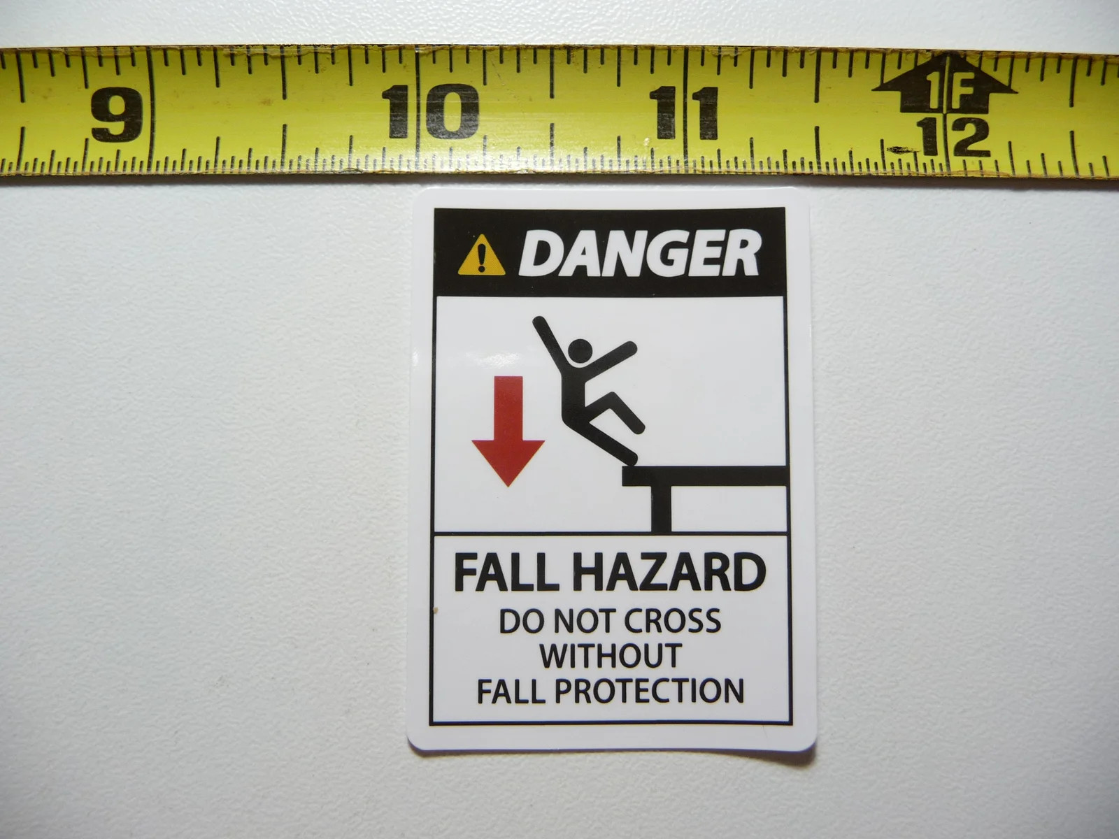 DANGER FALL HAZARD PROTECTION SMALL STICKER DECAL BUSINESS COMPANY POLICY