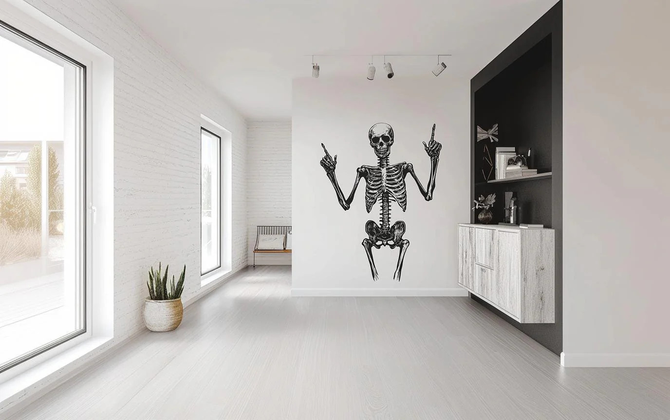 Skeleton Wall Decal | Halloween Human Skull Bones Wall Sticker | Removable