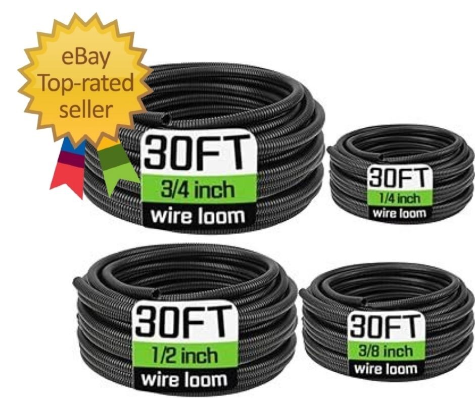 Wire Loom 1/4", 3/8", 1/2", 3/4 Inch X 30 FT, Split Wire Loom Tubing Wire Condui