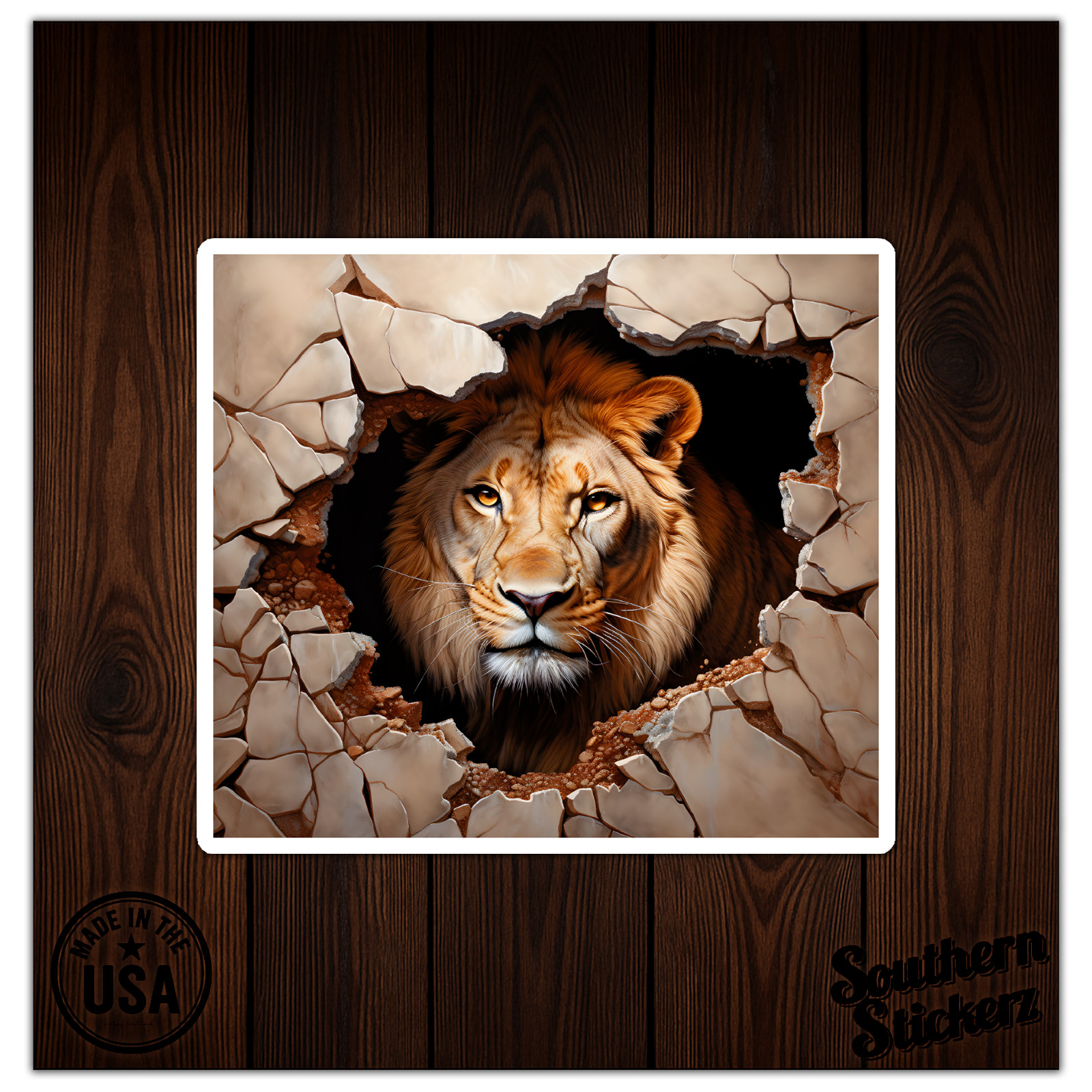 Lion Broken Wall – Vinyl Decal Sticker – Car Window Laptop – ebn9924