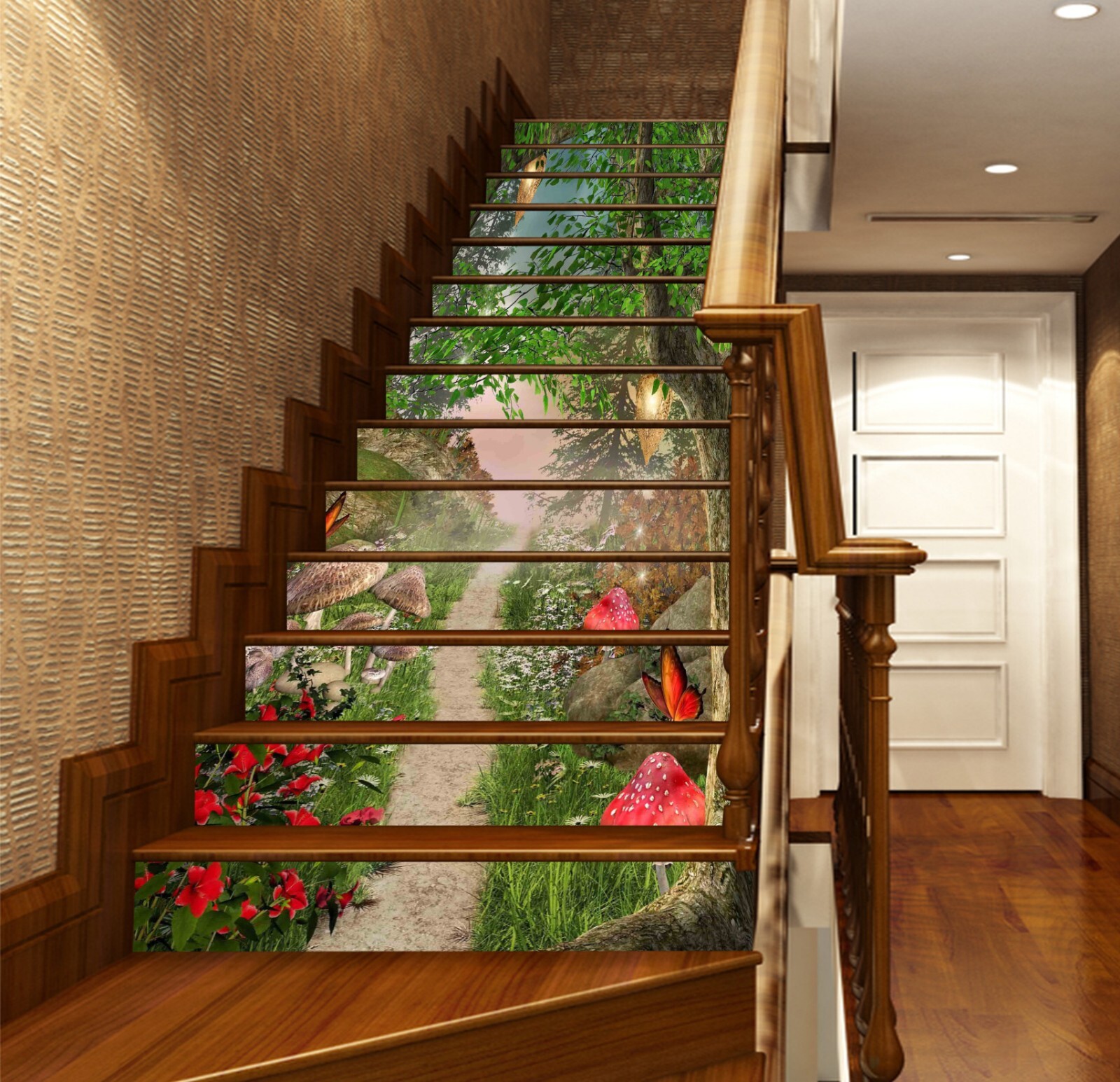 3D Mushroom Trail AZ1158 Stair Risers Decoration Mural Vinyl Wallpaper Kay