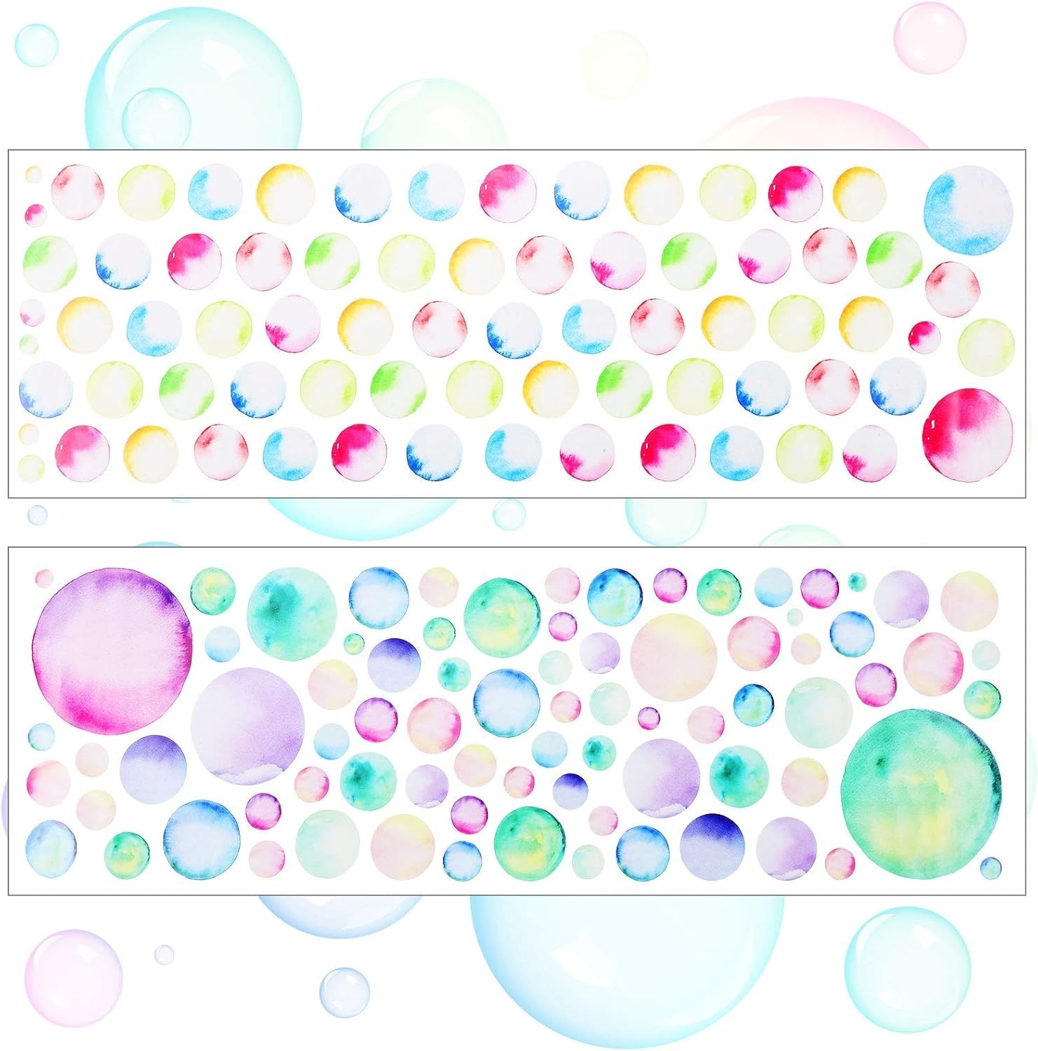 150 Pieces Large Polka Dot Wall Decals Watercolor Dots Wall Stickers Rainbow Col