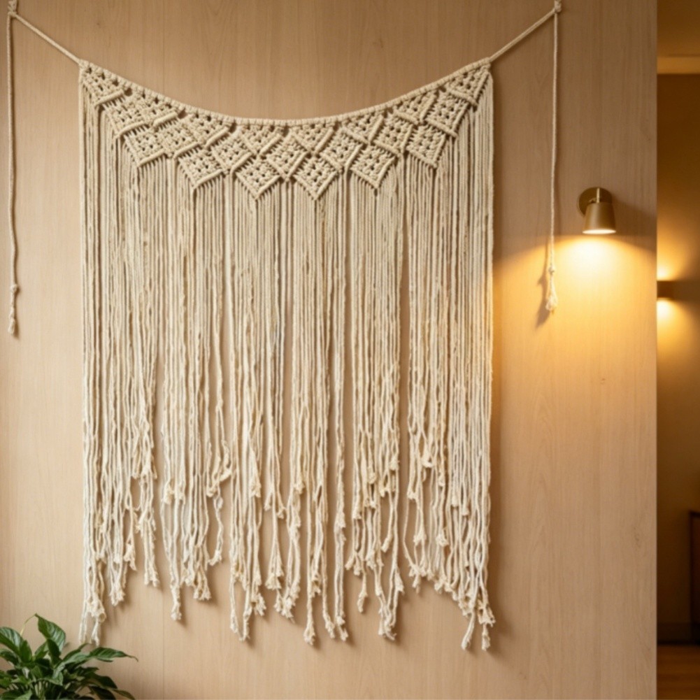 Wall Tapestry Cotton Bohemian Handwoven for Living Room Bedroom 100x115cm
