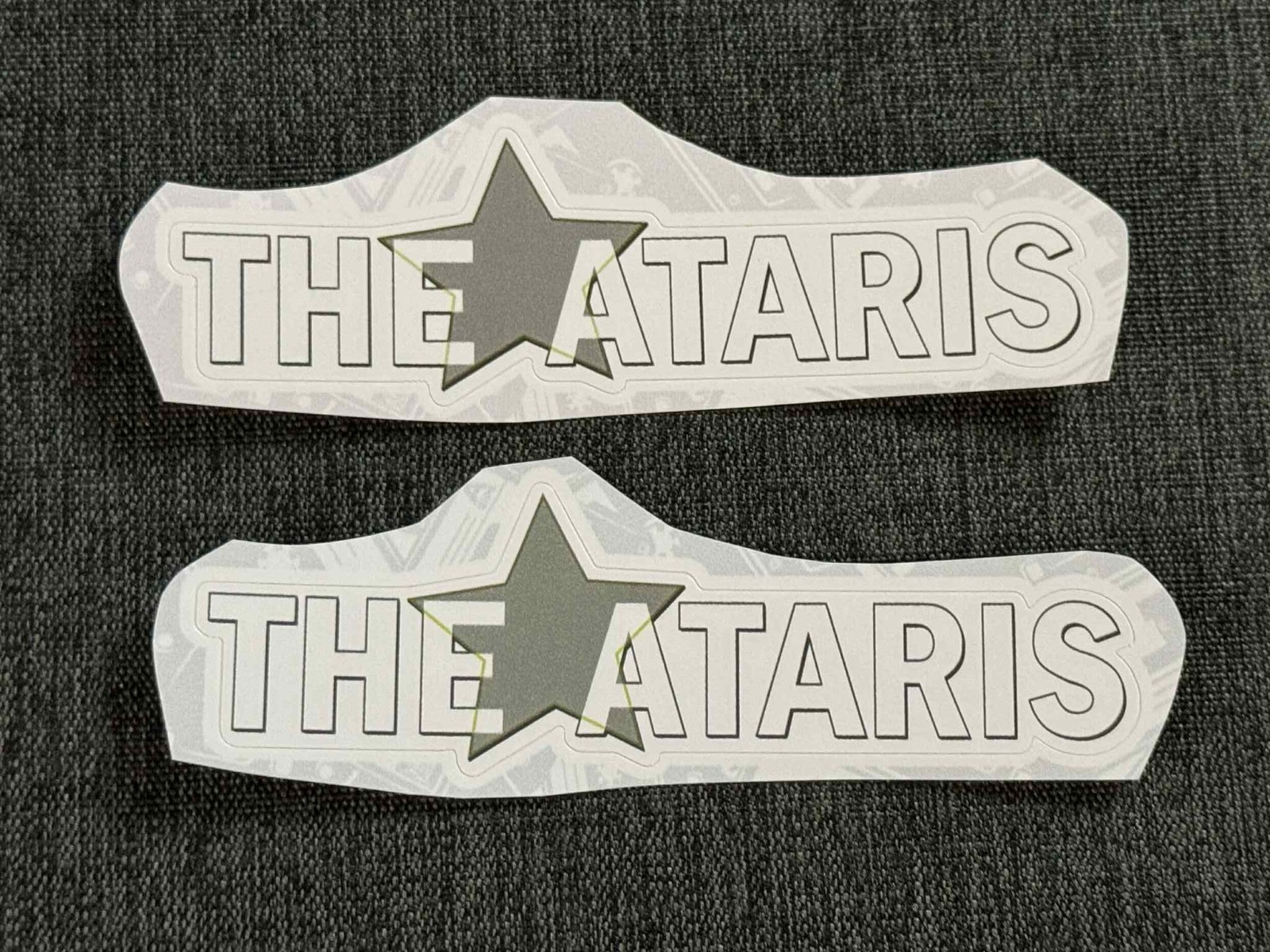 Lot (2) THE ATARIS 1 1/4" x 4 1/4" Band Logo STICKERS Gray FAST! FREE SHIP!