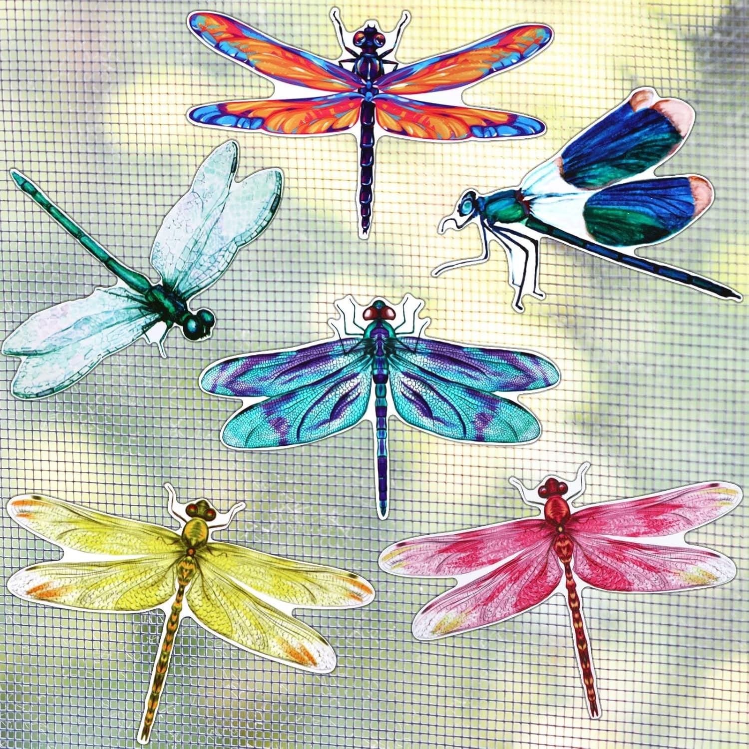 12 Pieces Dragonfly Screen Door Magnets Double Sided Screen Stickers Magnetic Fl