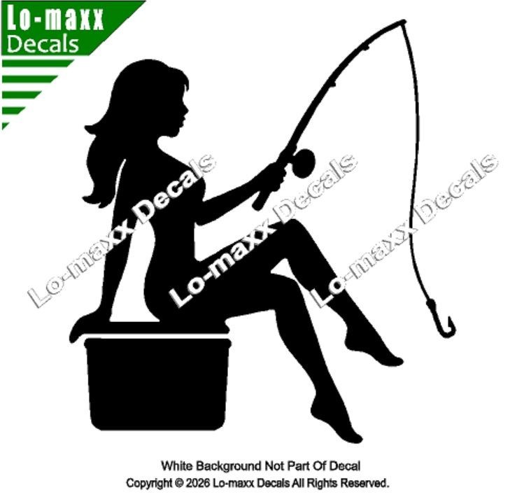 Mudflap Fishing Girl Die Cut Vinyl Decal High Performance Truck Car Sticker