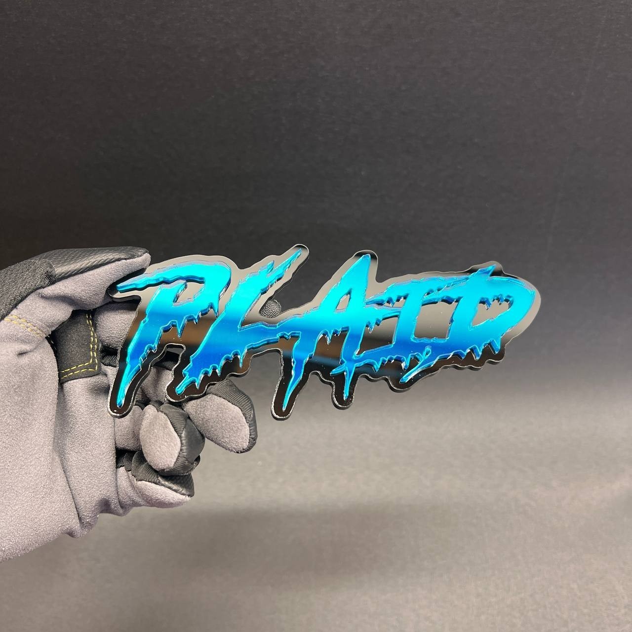 1x PLAID Custom Text 3D Acrylic Car Emblem Badge Multicolor Fender Decal