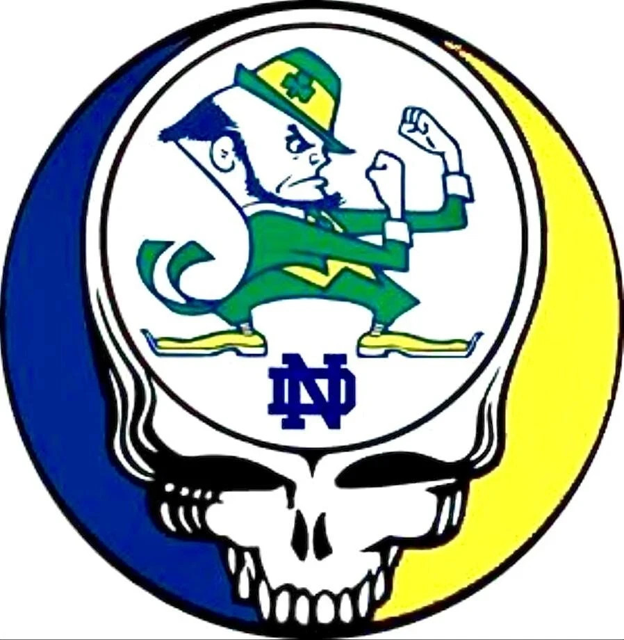 GRATEFUL DEAD Notre Dame Fighting Irish Stealie Sticker *NEW* Measures 4" x 4"