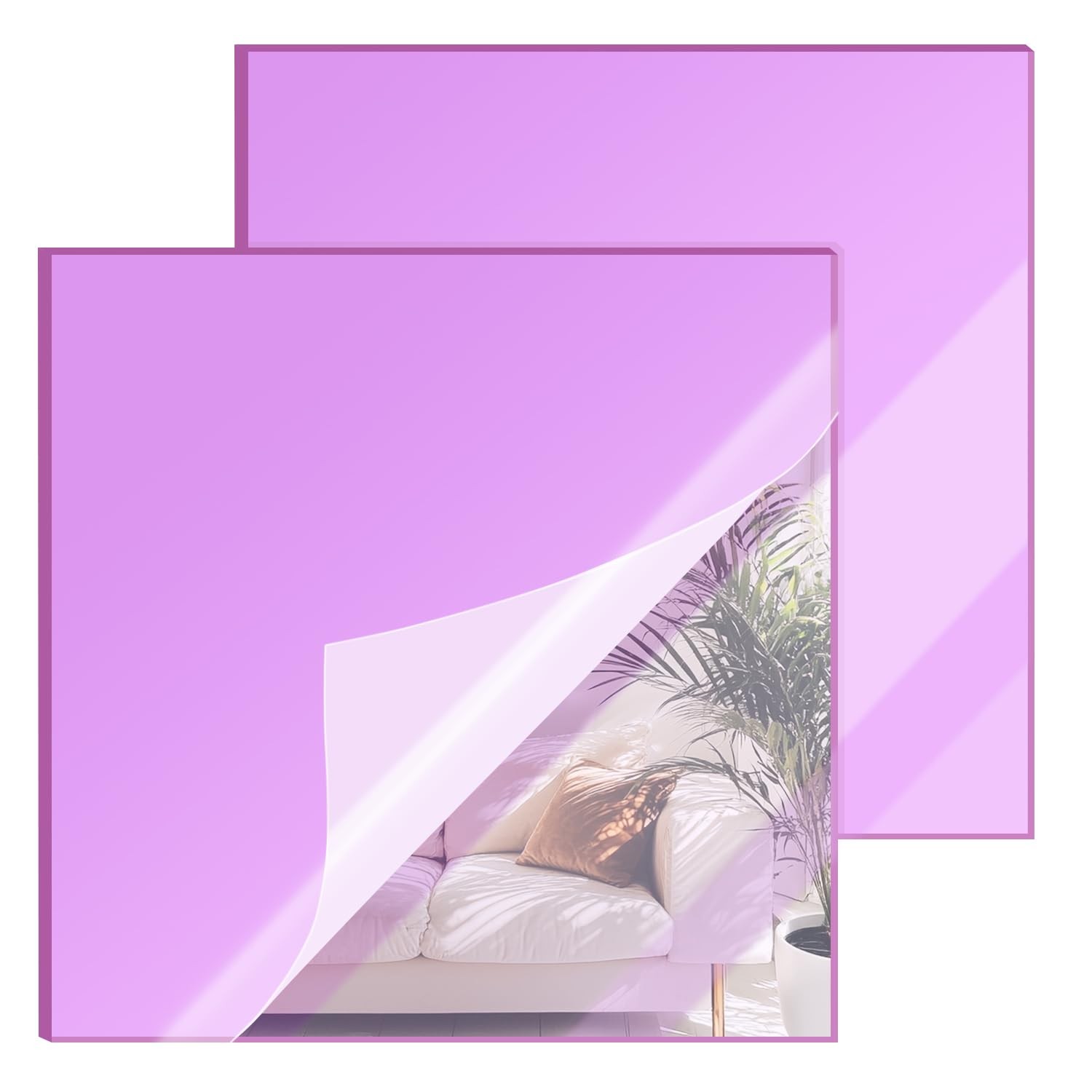 8×8 Inches Purple Mirror Acrylic Sheet – 2 Pcs Reflective Acrylic Panel for D…