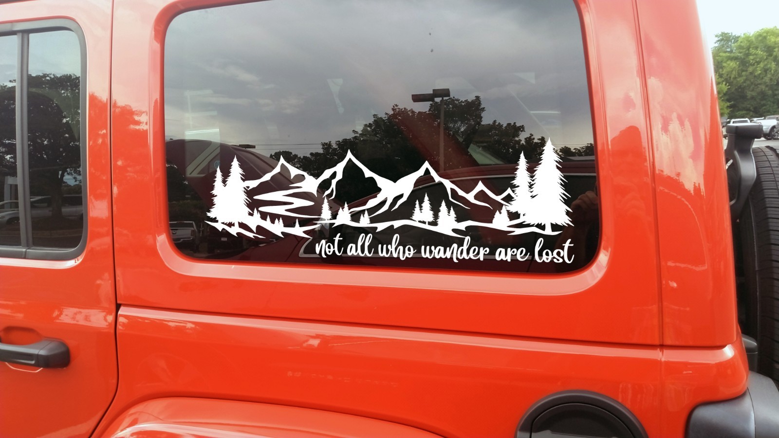 Mountain Scene Trees Decal Not All Who Wander Are Lost V1 RV Camper Truck