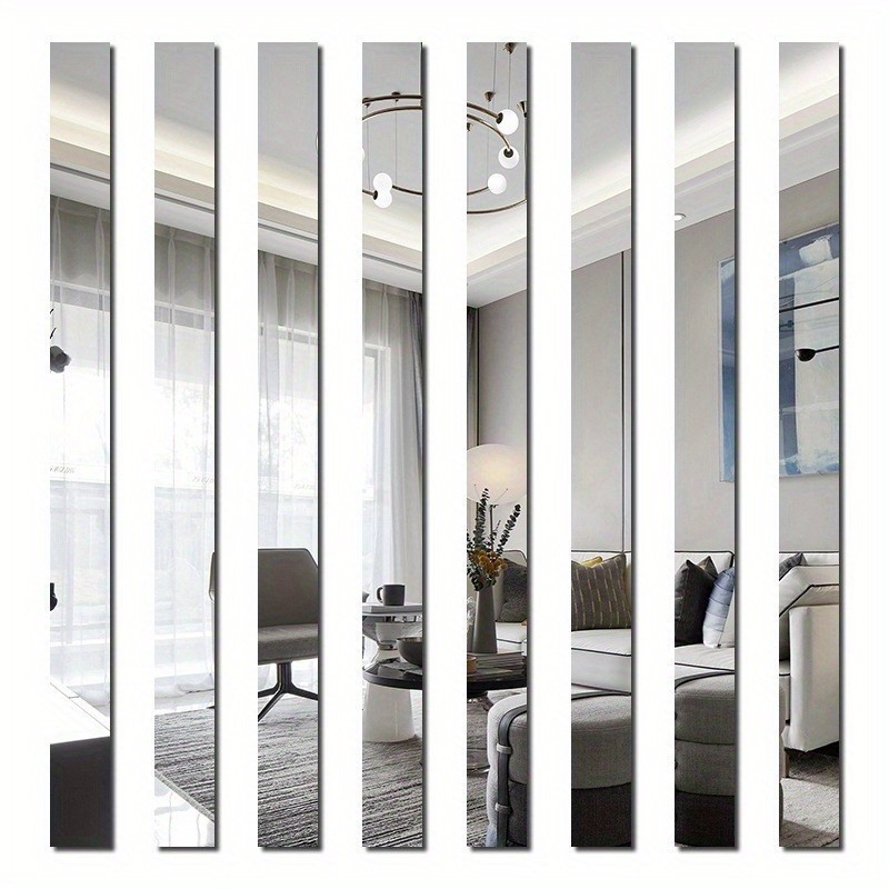 10 Pack Long Strip Mirror Decal DIY Minimalist Hallway Modern Wall Art