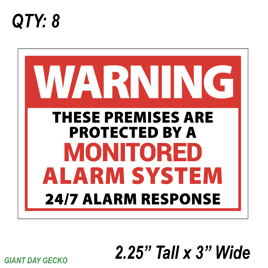 (8) EIGHT WARNING Premises Monitored Decal Stickers Car WARNING Mechanic New