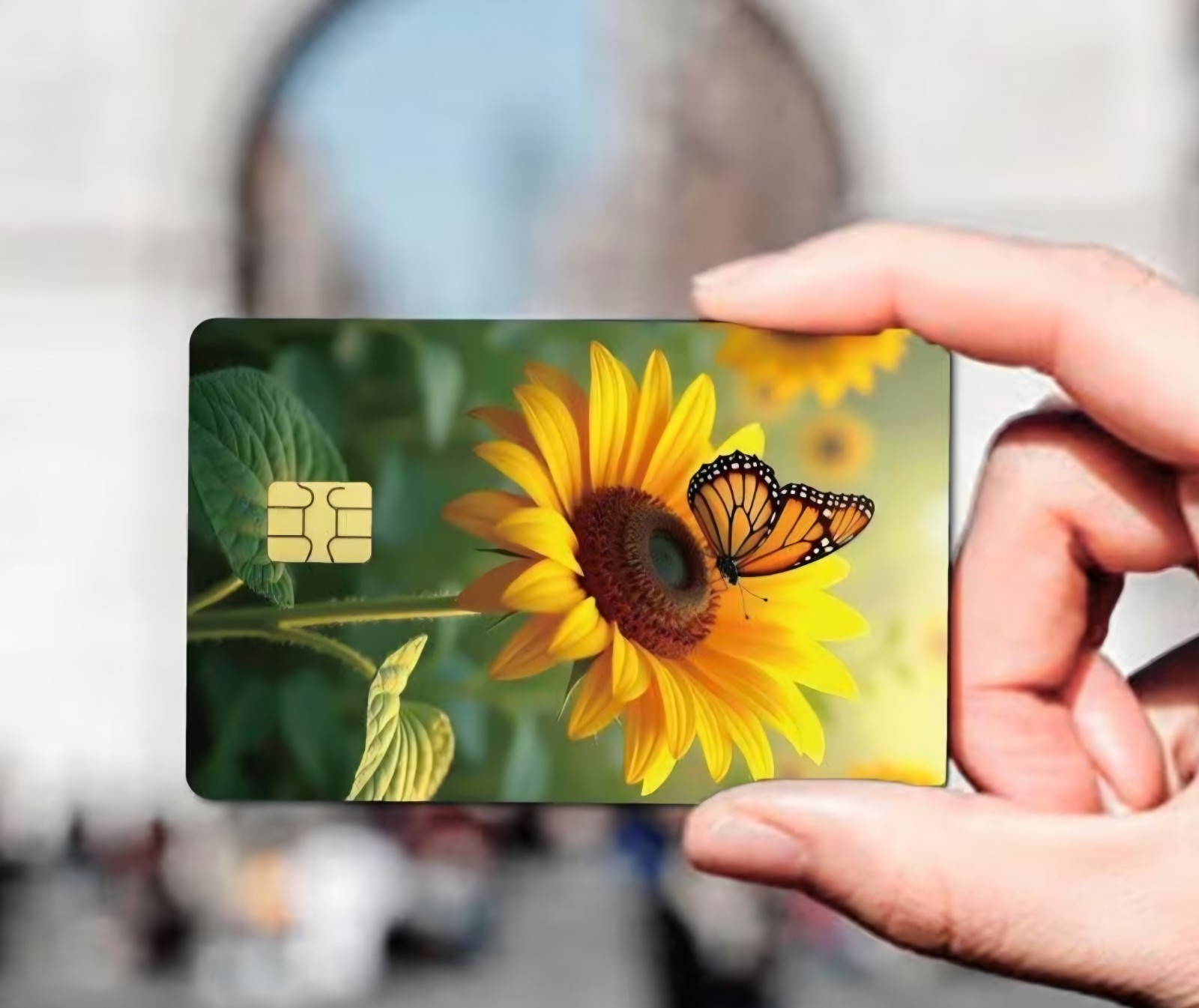 Yellow Flower Butterfly Design Debit Credit Bank Card Skin Sticker NEW
