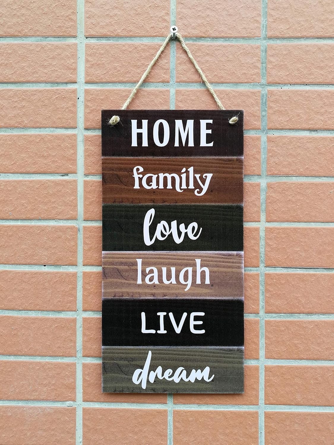 Inspirational Rustic Wall Sign – Home, Family, Love & Dreams 12" x 6"