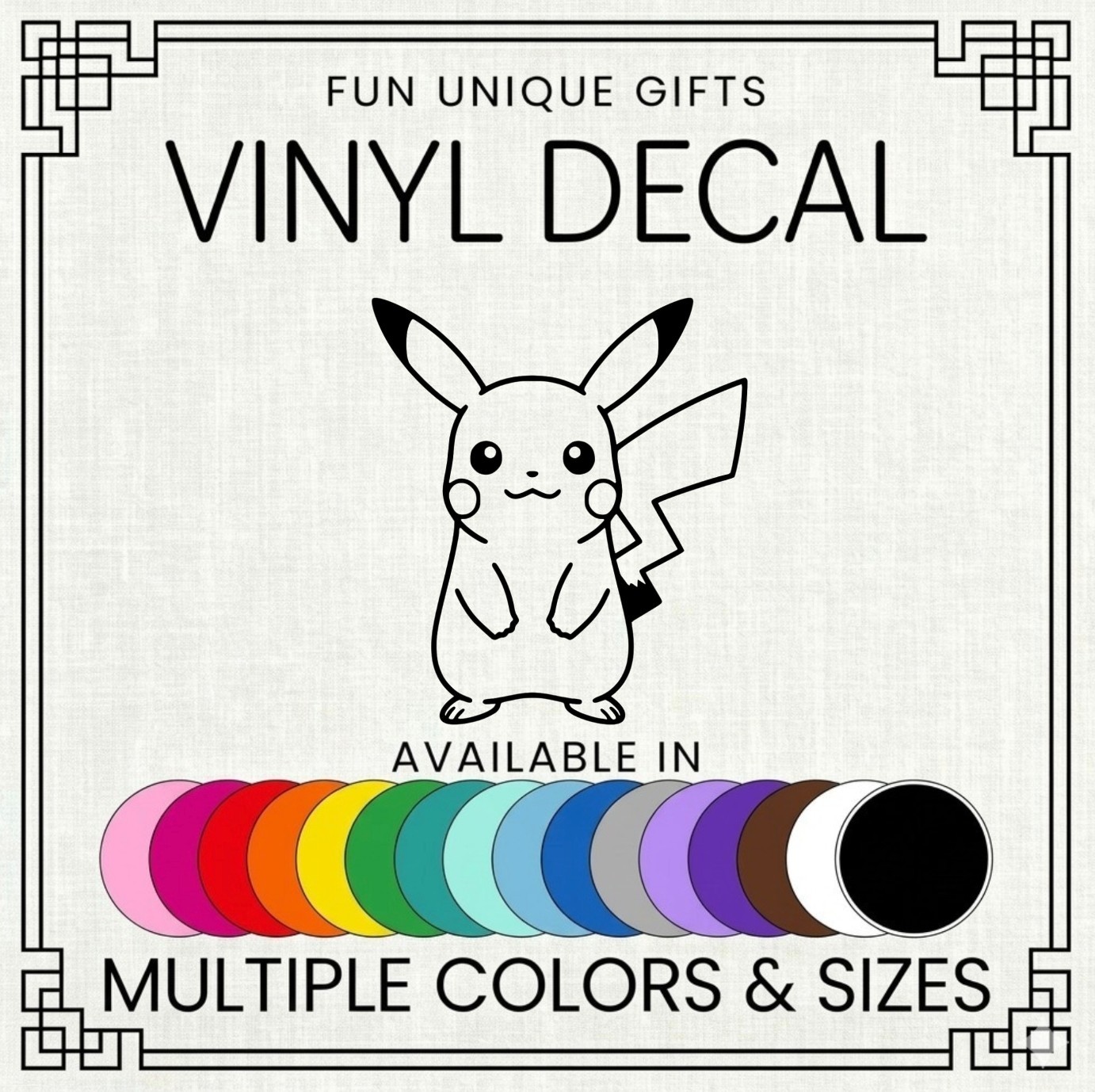 Pokemon Pikachu Vinyl Decal Sticker -Multiple Colors & Sizes- SHIPS FREE!