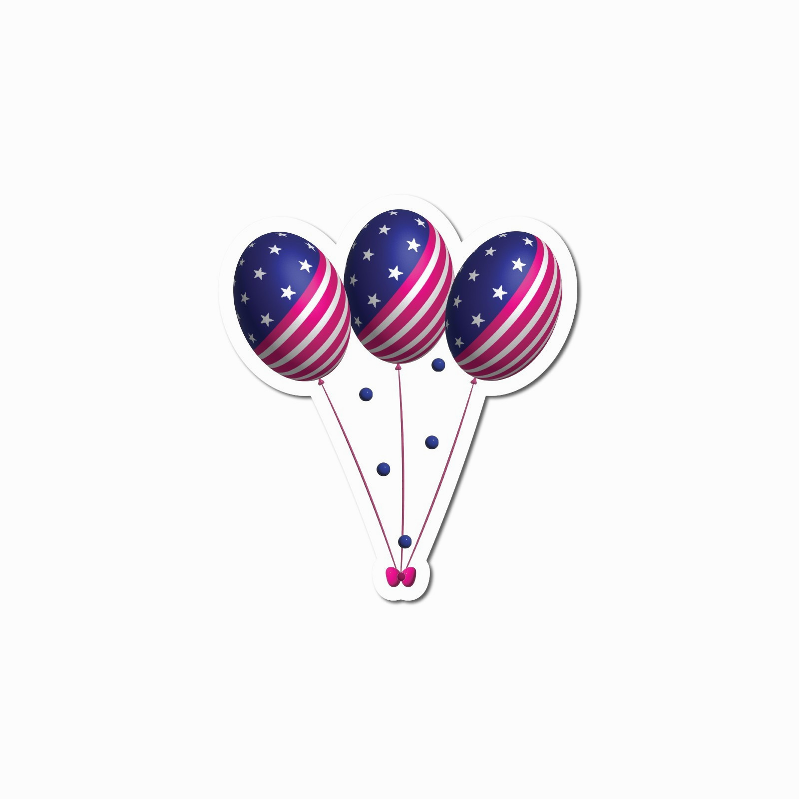 Balloons Vinyl Sticker American Flag Design USA Patriotic Red White Blue Decal
