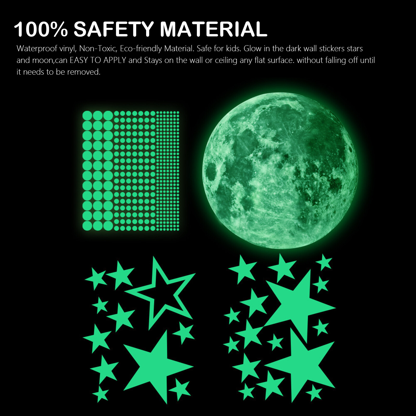 435Pcs Glow In The Dark Luminous Stars & Moon Planet Space Wall Stickers Decal