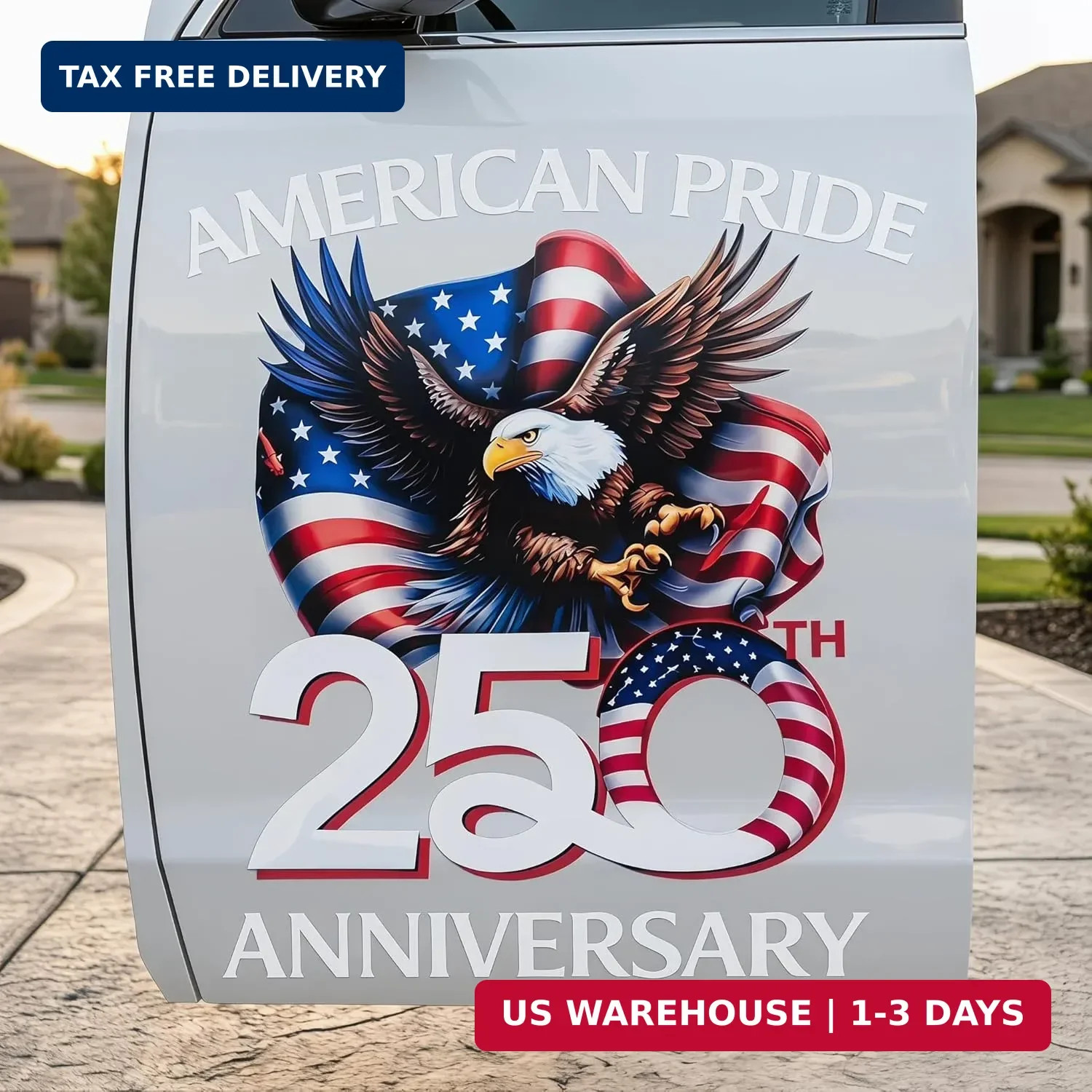 USA 250th Anniversary Stickers, American Pride Eagle with Flag Design, Patriotic