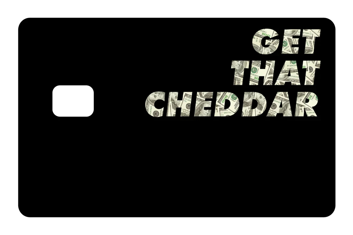 Get That Cheddar Card Skin 4 Pack Money Hustle Dollar Bill Black Vinyl Decal