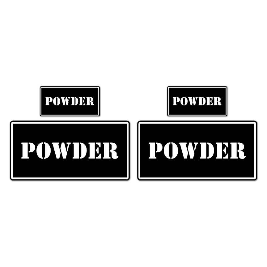 Powder B&W Ammo Box Set, Vinyl Decal Sticker, 2@ 1"x2" & 2@ 2"x4", #8454