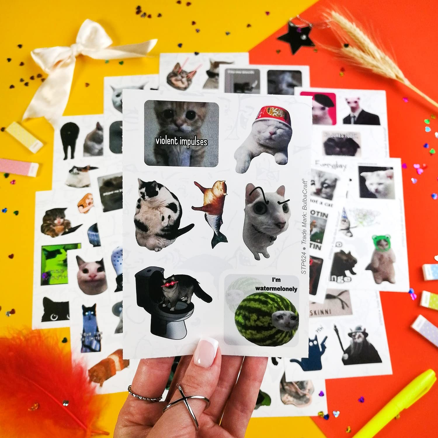 BulbaCraft Cat Meme Stickers 100Pcs – Funny Gifts for Cat Lovers