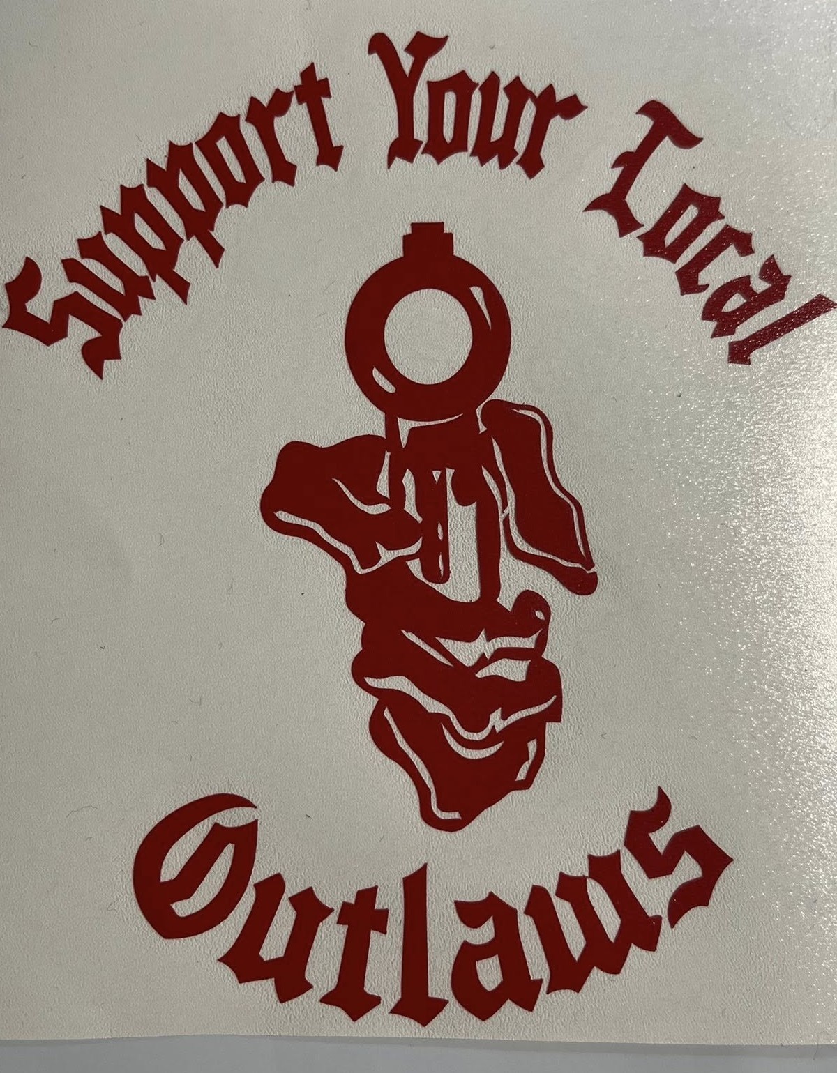 Outlaw Support your local Outlaws Biker black white Motorcycle Bike decal RED