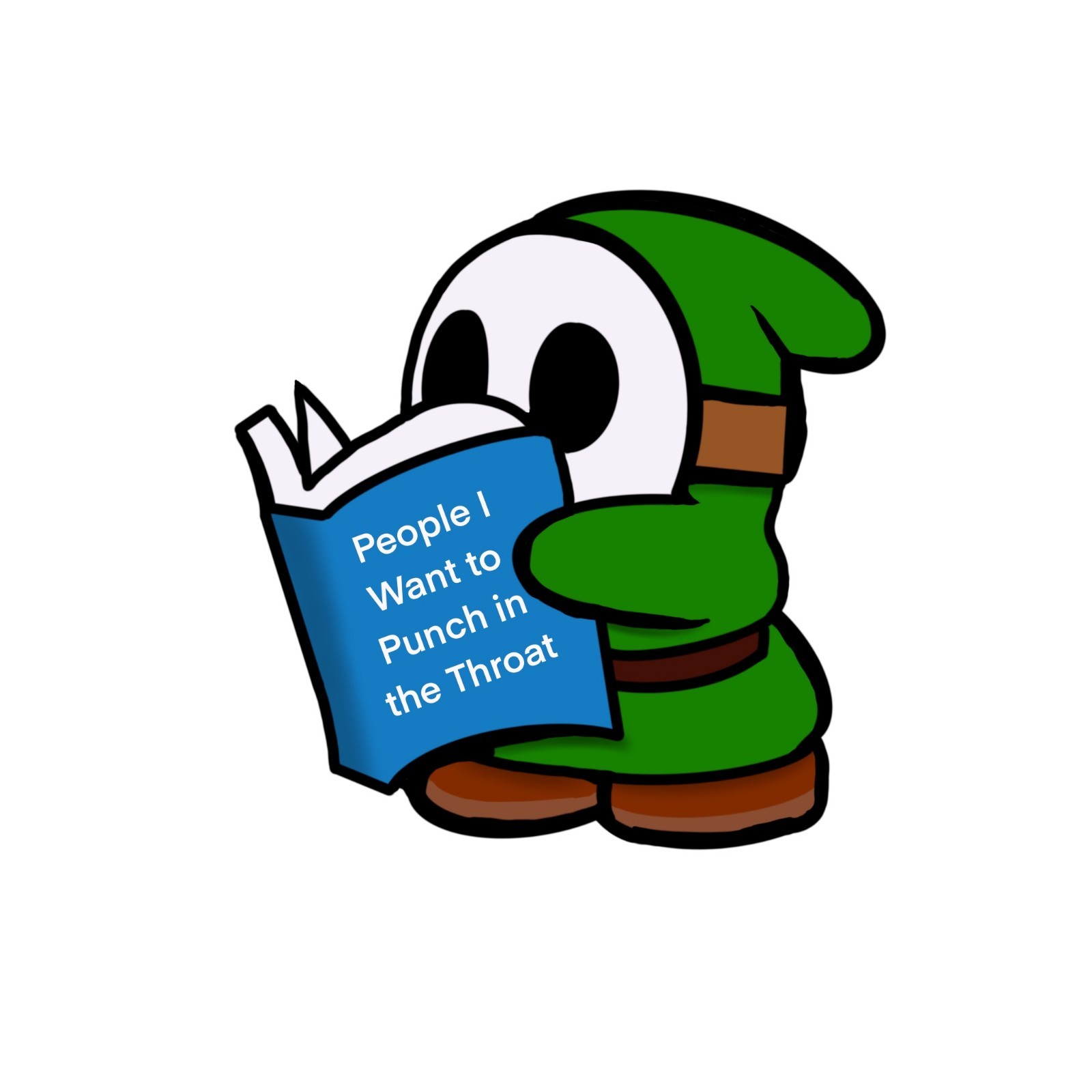 Laminated, Water Resistant, Shy Guy Reading A Book Sticker