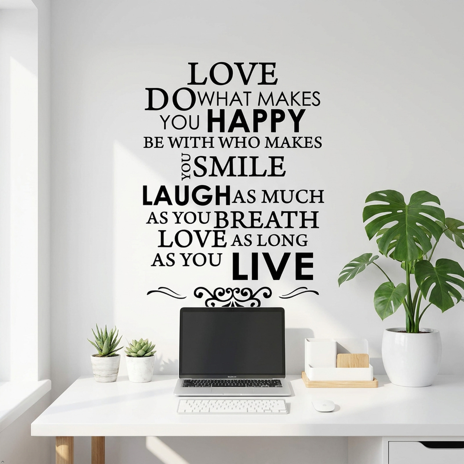 Happy Live Laugh Love Smile Vinyl Wall Art Inspirational Quotes Saying Art Decal