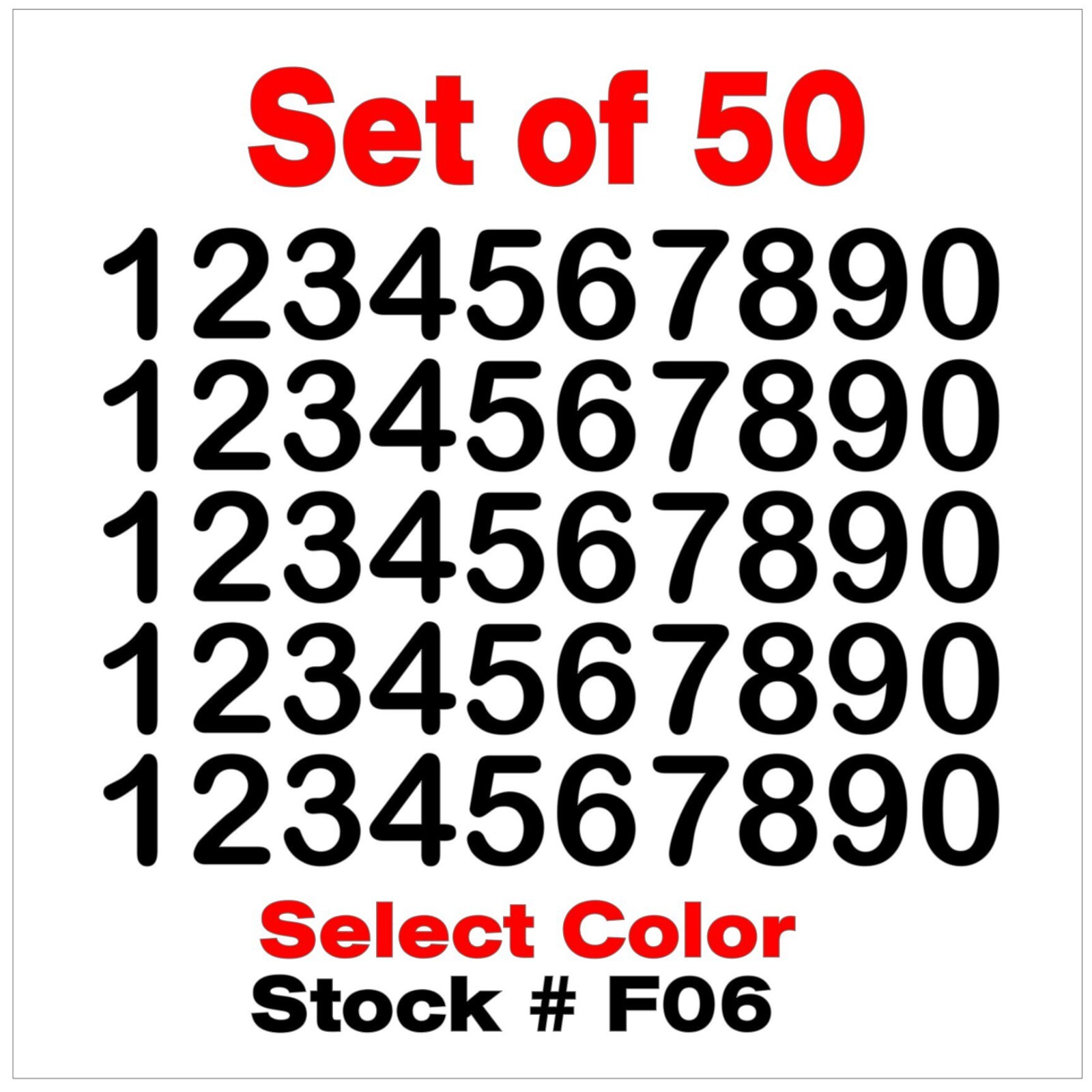 0 9 Numbers Vinyl Sticker Decals Outdoor Quality Many Uses – Set of 50 STK#F06