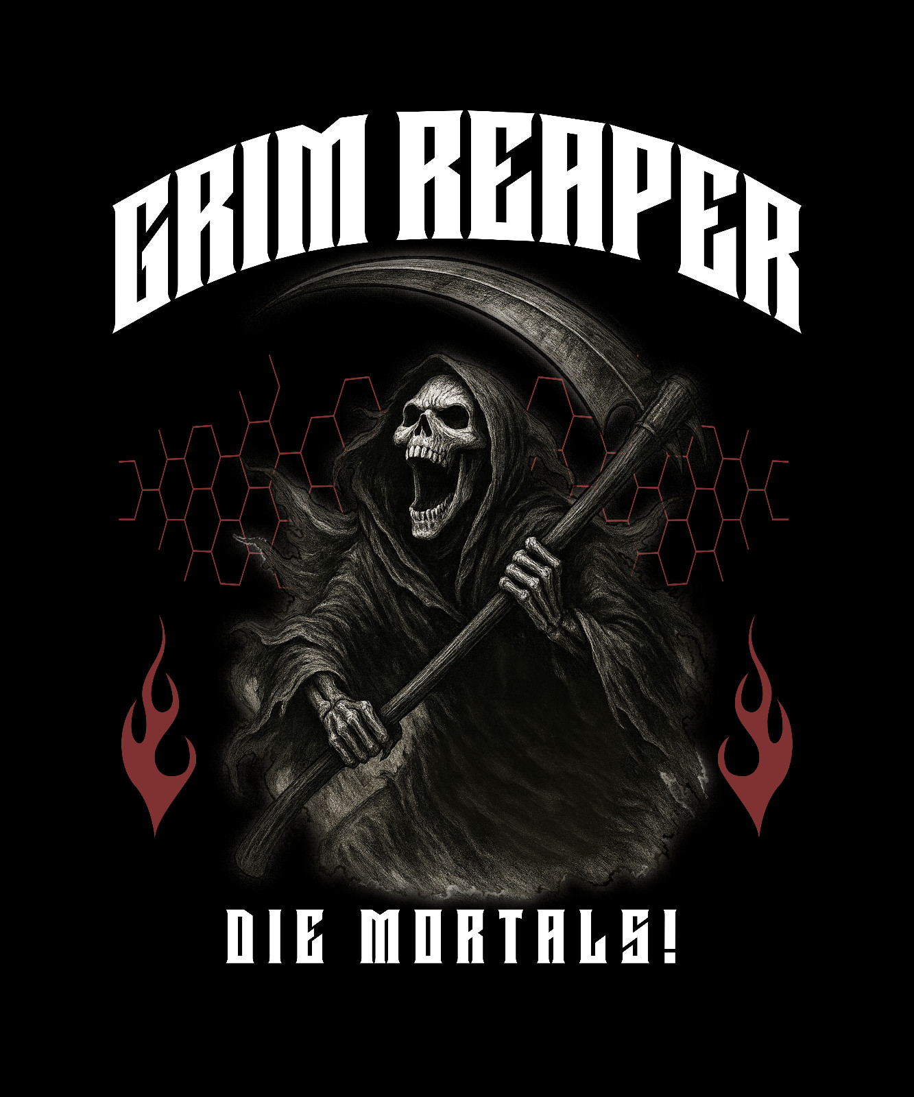 Grim Reaper Sticker “Die Mortals” Horror Vinyl Decal 2.75" x 3.25"