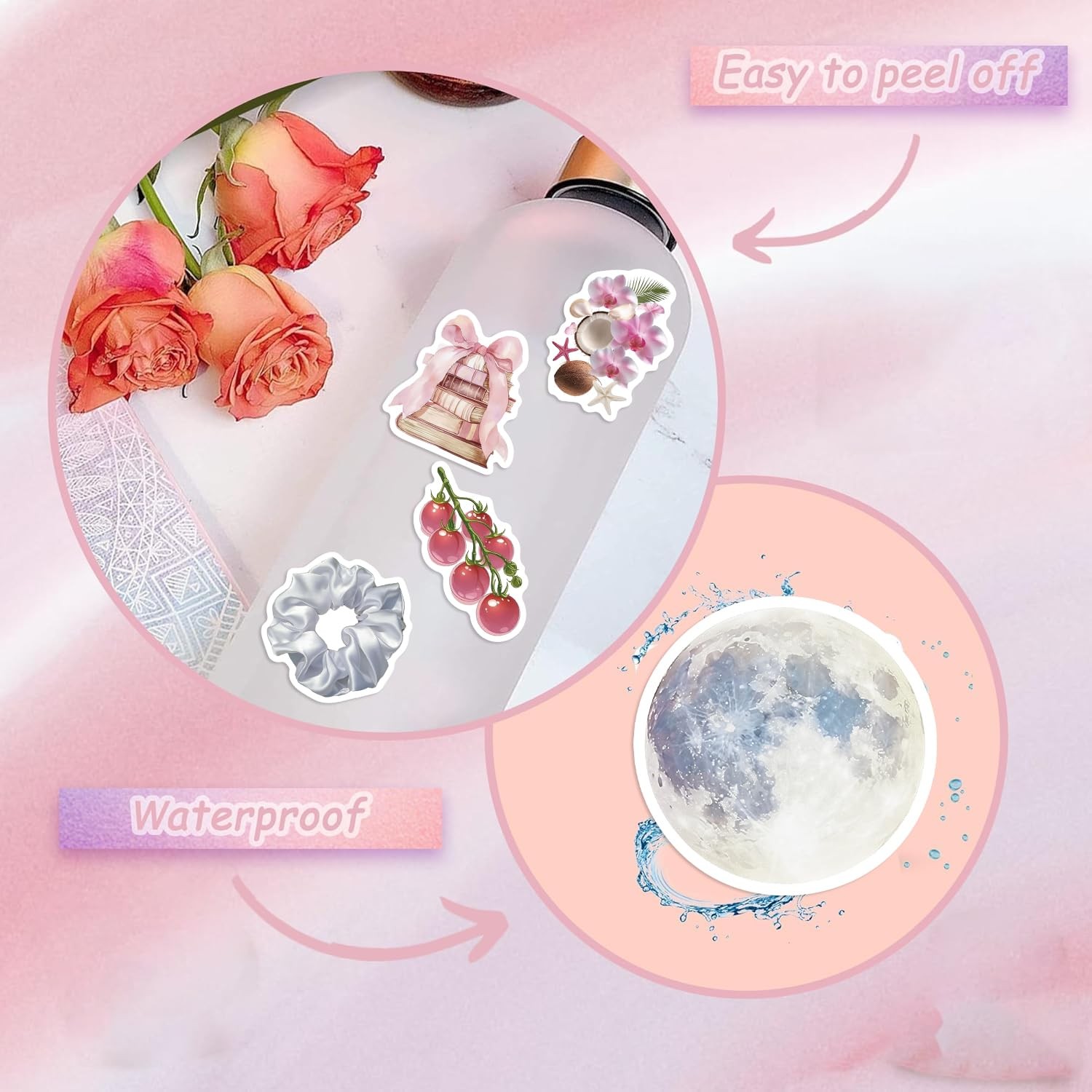 110PCS Aesthetic Sticker Clean Girl Stickers for Pink and Blue