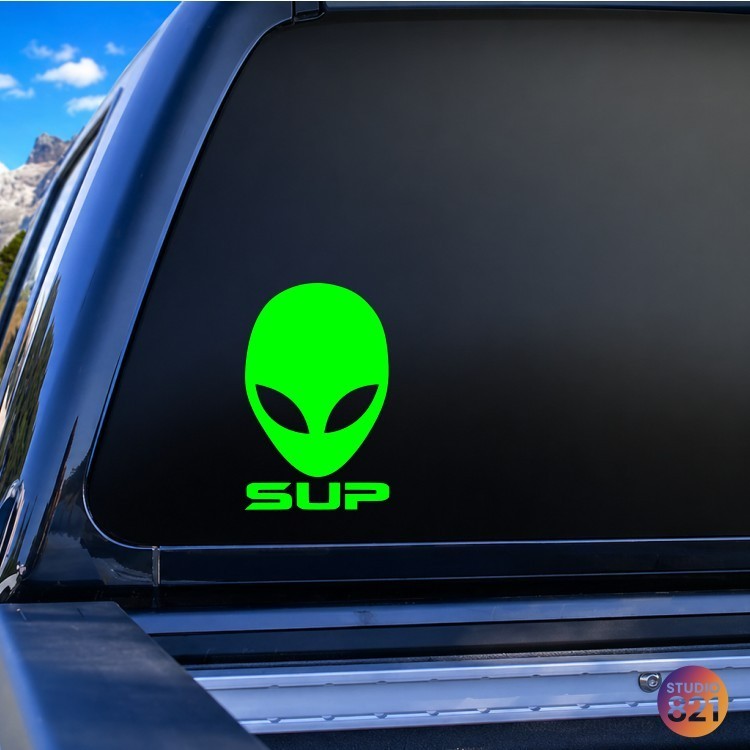 Alien Head SUP Vinyl Decal Sticker – UFO Area 51 Extraterrestrial Sci‑Fi Truck