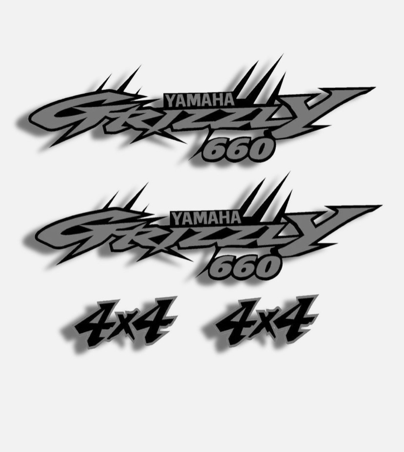 Yamaha Grizzly 4×4 660 Edition ATV Tank Decal Sticker kit Custom Silver