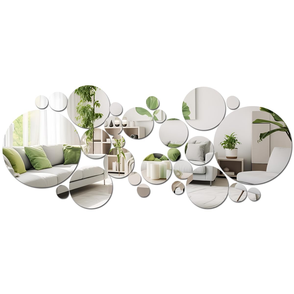 DIBALIYI 32 Pcs Acrylic Mirror Wall Stickers, Removable Wall Decal Mirror Set…