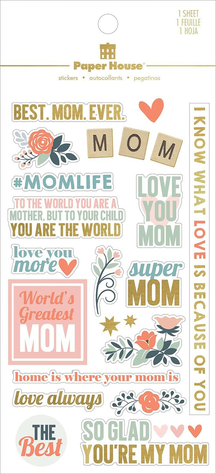 Clear Family Mom Sticker, 4 X 7-Inch, 3 Pack