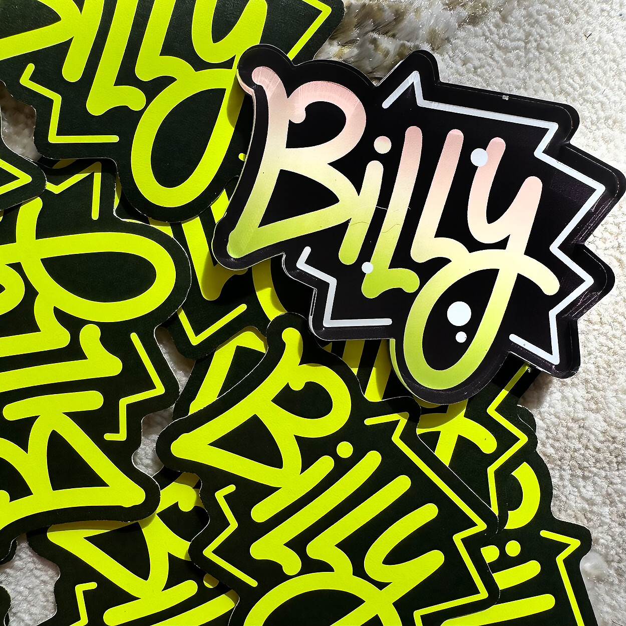 Neon Name Sticker Pack : BILLY | for school or Office | graffiti | Calligraphy