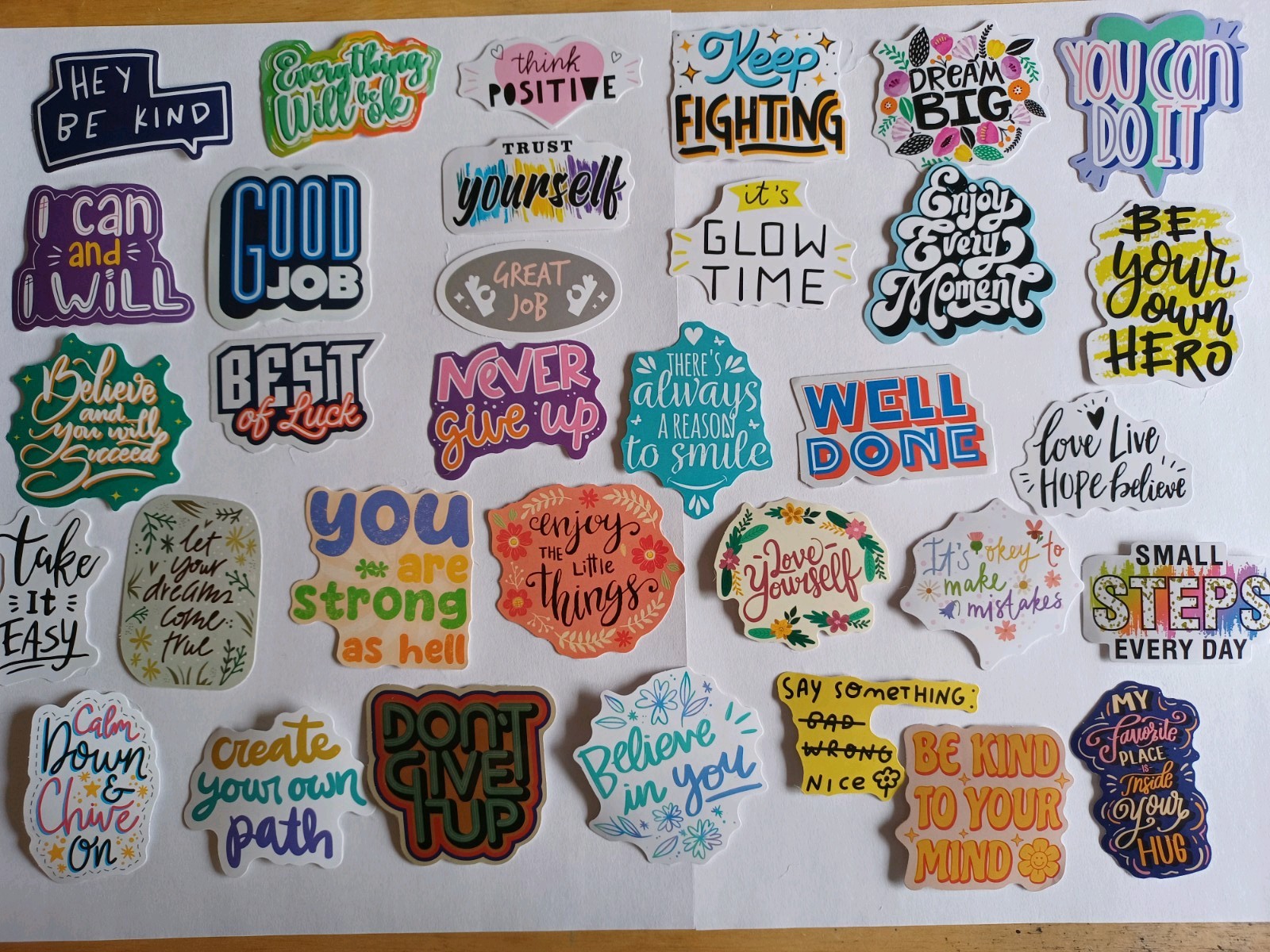 5 Random Assorted Positivity Stickers Good Vibes Positive Energy