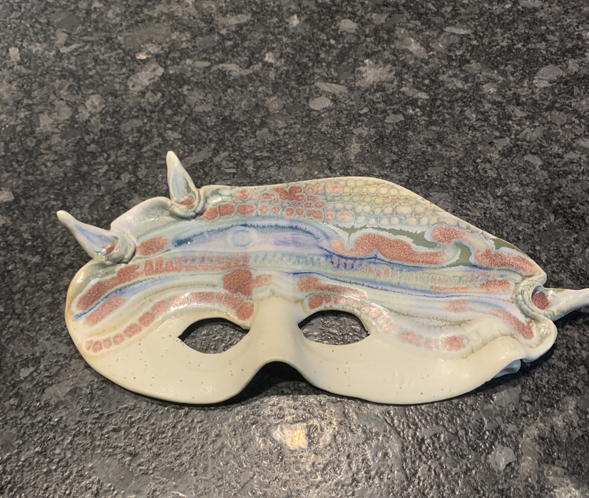 Pottery Handpainted Face Wall Mask 12” In Length By 6 1/2” Wide Beautiful