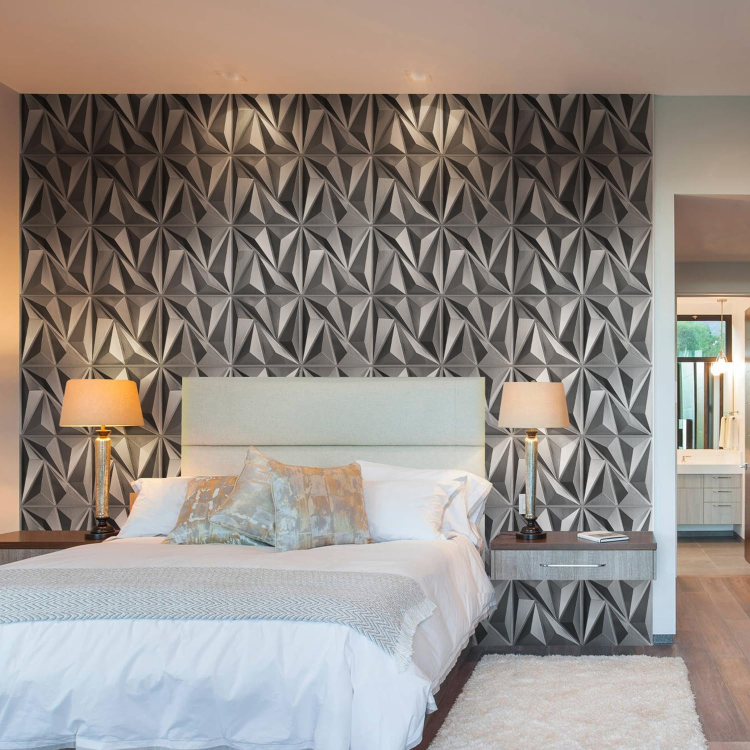 33 Pack 3D Textured Wall Panels – Brushed Silver Decor for Any Room