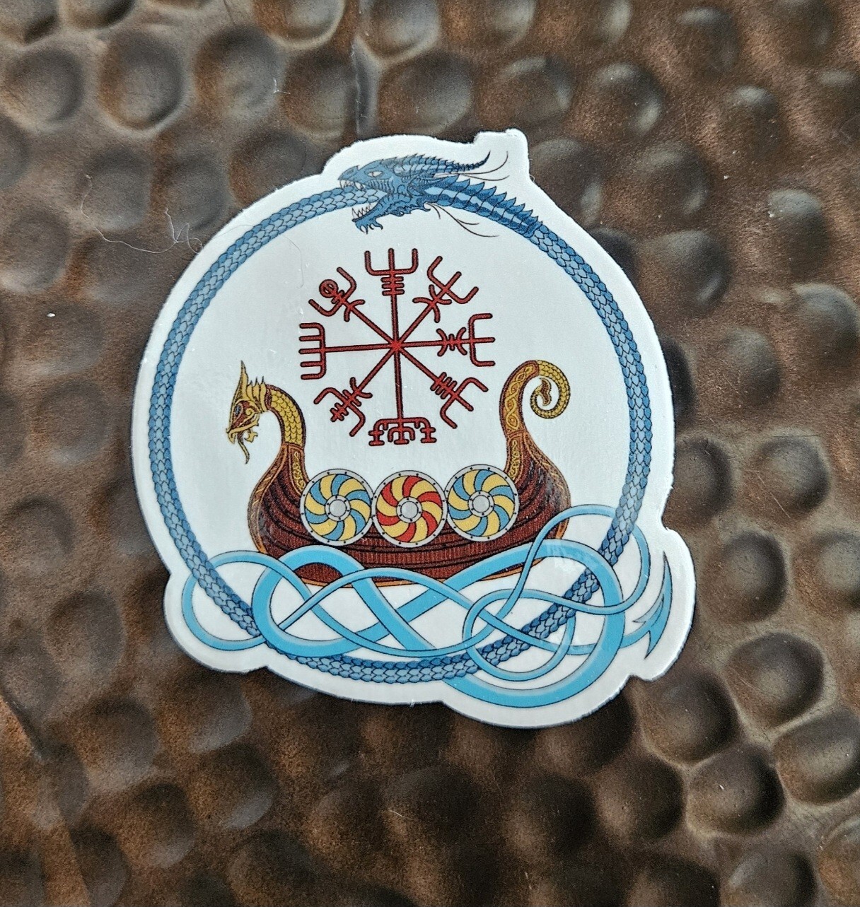 VIKING WAR SHIP Talisman DRAGON OUROBOROS VEGVISIR Opaque Sticker Vinyl 3 inch