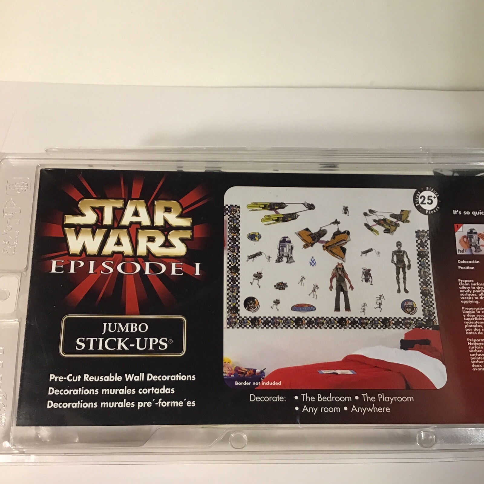 STAR WARS EPISODE 1 TPM JUMBO STICK-UPS 25 WALL STICKERS USA NOS 1999