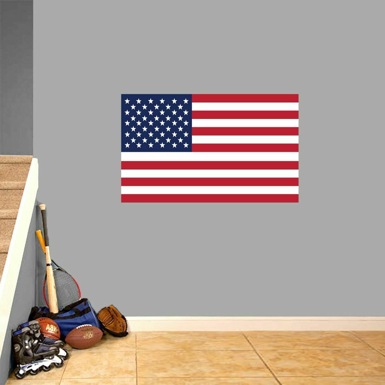 American Flag Printed Wall Decal – Patriotic Military Stars and Stripes Flags