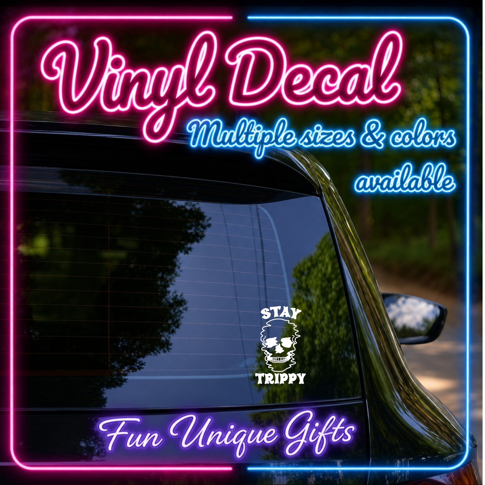 Stay Trippy Skull Vinyl Decal Sticker -Multiple Colors & Sizes- SHIPS FREE!