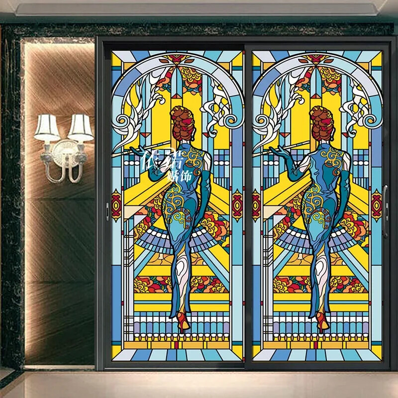 Vintage Self-adhesive Window Film Frosted Stained Privacy Glass Sticker Decor