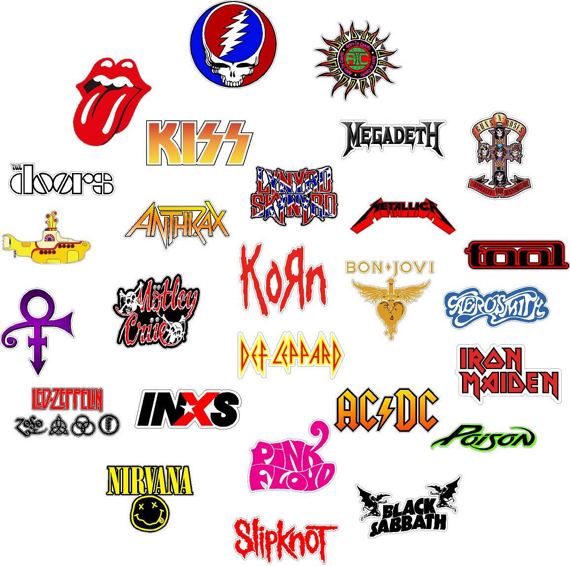 Lot of (27) 2.5"-3" Various Rock Metal Band Decals For Helmet Locker Laptop Case