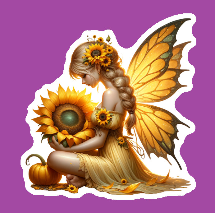 Weatherproof Vinyl Decal Fall Fairy Handmade UV Coated Outdoor Indoor Durable