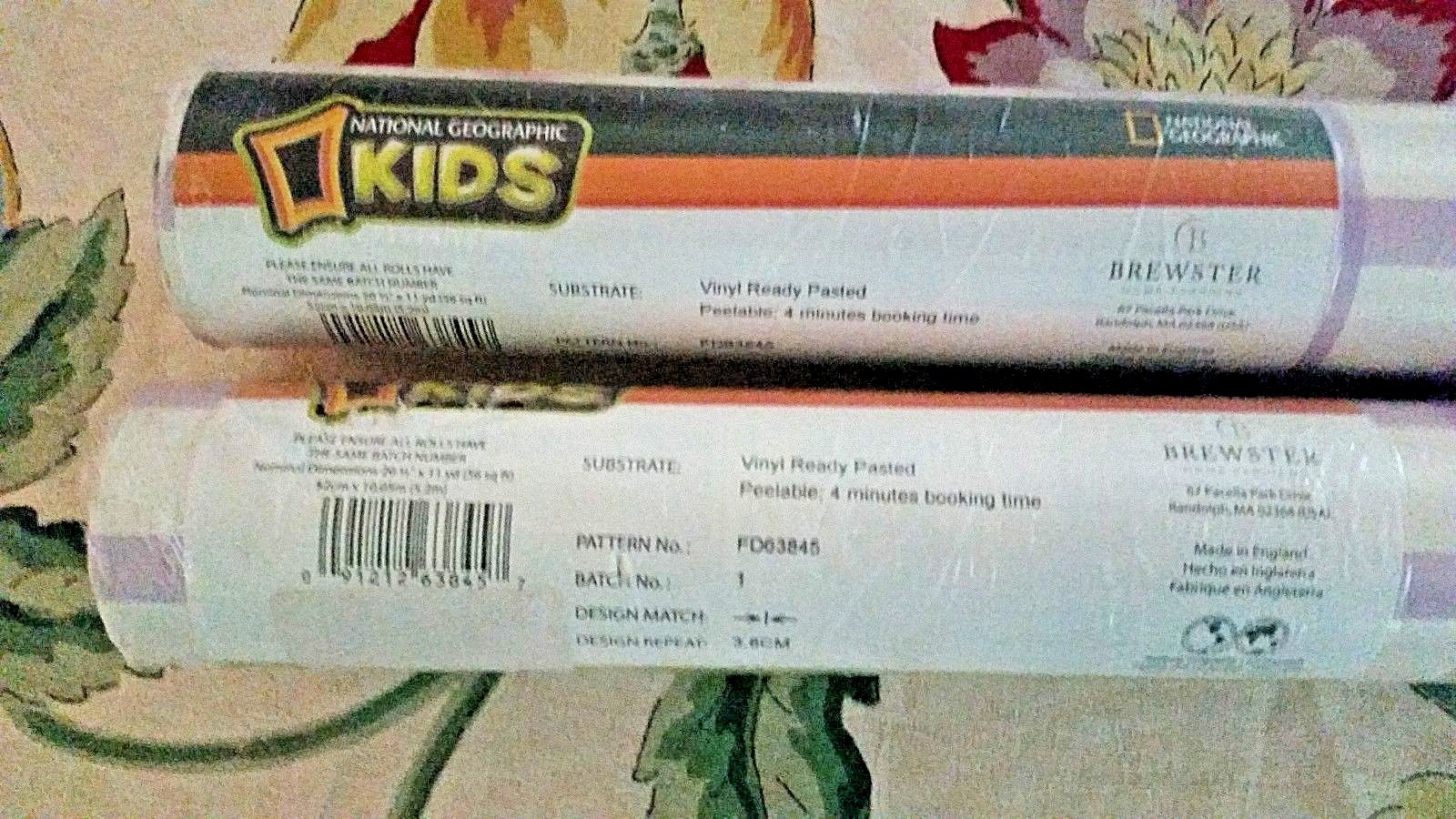 NWT Lot of 2 Brewster Home 56 sq.ft.Purple White Checker Vinyl Wall RollsFD63845